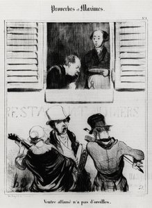Proverbs and maxims: hungry belly has no ears. Illustration by Honore Daumier. Caricature 19th century, Musee Carnavalet, Paris by Honoré Daumier