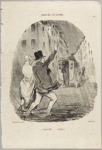 Saprelotte... Complete!, Number 5 from the Series Quand on a du Guignon from Le Charivari by Honoré Daumier