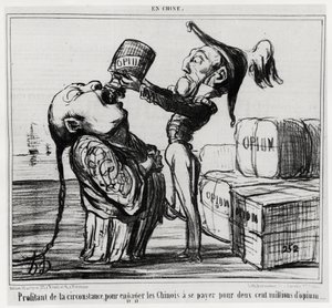 Second Opium War (1856-1860): In 1858, the Chinese Government Agreed to Legalize the Trade in Opium. Taking Advantage of the Circumstance to Engage the Chinese to Pay for Two Hundred Million Opium, in Series En Chine, Illustration by Honore Daumier