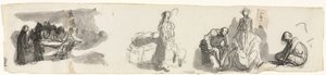 Sheet of Studies with a Group of Four Figures to the Right (recto) by Honoré Daumier