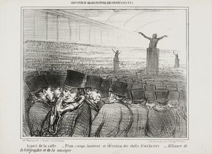 View of the grand hall, plate 1 from Souvenir Du Grand Festival Des Orphéonistes by Honoré Daumier