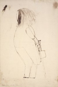 Self portrait with hat and walking stick