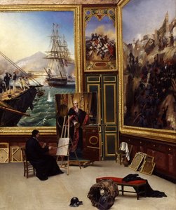 Brother Philippe Copying the Portrait of the Marquis de Fontanes in the Versailles Museum by Emile Jean Horace Vernet
