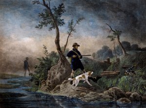 Duck Hunting in Marsh by Emile Jean Horace Vernet
