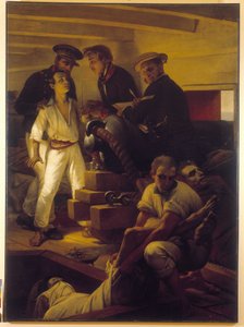 The Cholera on board the Melpomene - Depot of the Sanitary Service of Marseille by Emile Jean Horace Vernet