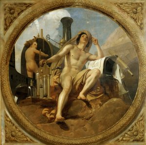 The Genius of Steam on Earth (Ceiling painting, Salle des Pas perdus), 1839-1847 by Emile Jean Horace Vernet