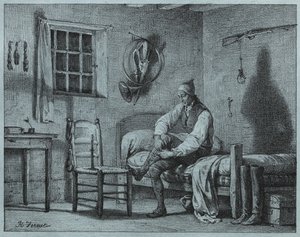 The Man-Servant of Limier Rising from Bed by Emile Jean Horace Vernet