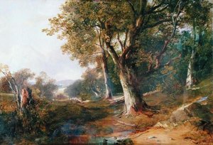 A Wooded Landscape with Castle in Distance