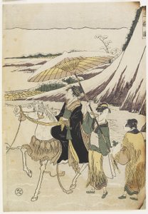 Three Women Travelling through a Ravine, 1794-96 by Hosoda Eiri