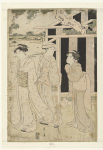 Three Women Walking by a Lake by Hosoda Eishi