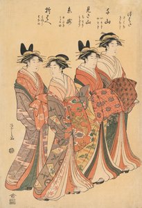 Four Courtesans by Hosoda Eishi by Hosoda Eishi