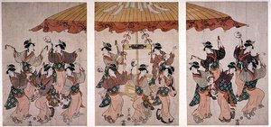 The Sumiyoshi Dance, triptych