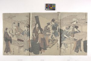Triptych by Hosoda Eishi