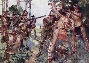Illustration for The Courtship of Miles Standish by Henry Wadsworth Longfellow by Howard Chandler (after) Christy