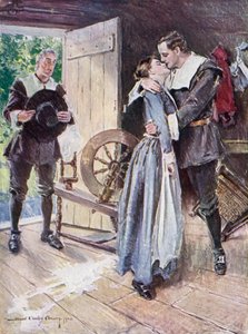 Illustration for The Courtship of Miles Standish by Henry Wadsworth Longfellow by Howard Chandler (after) Christy
