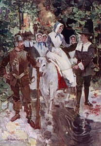 Illustration for The Courtship of Miles Standish by Henry Wadsworth Longfellow by Howard Chandler (after) Christy