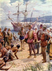 Sir Walter Raleigh, Landing in Virginia by Howard Davie