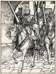 Away They Rode with Clashing Hoofs and Ringing Armor by Howard Pyle