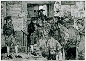 The Mob Attempting to Force a Stamp Officer to Resign, from Harper