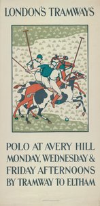 Polo at Avery Hill, London County Council LCC Tramways Poster by Howard Spear