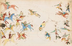 A Battle Between the Crow and Cheyenne Tribes by Howling Wolf