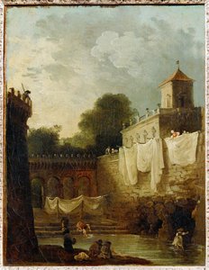 Washerwomen in the Moat of an Italian Villa