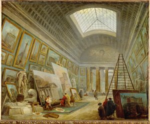 A Museum Gallery of Roman Art by Hubert (circle of) Robert