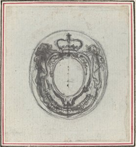 Armorial Cartouche with Crown and Swags