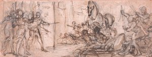 Design for an Engraving: Battle of Troy with the Trojan Horse