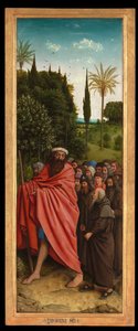 The Pilgrims guided by St. Christopher, from the right hand side of the Ghent Altarpiece