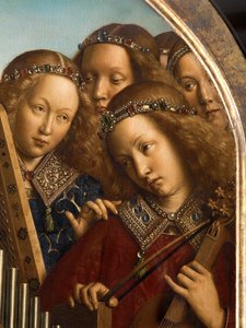 Angel Musicians (detail) by Hubert & Jan van (1390 1441) Eyck
