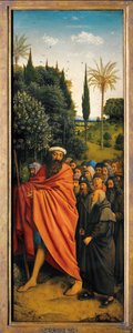 The Pilgrims guided by St. Christopher, from the right hand side of the Ghent Altarpiece