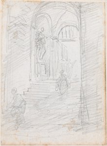 Figures on a Monumental Interior Stairway