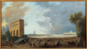 Fete de la Federation Nationale Celebree au Champ de Mars by Hubert Robert