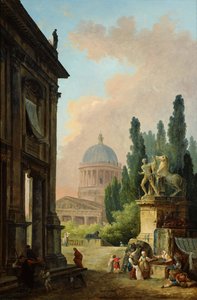 Imaginary View of Rome with the Horse Tamer of the Monte Cavallo