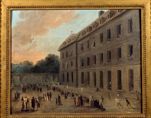 Recreation of Prisoners in Saint Lazare: the Balloon Part. Painting by Hubert Robert (1733-1808) by Hubert Robert