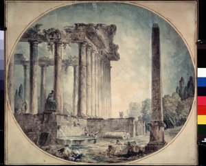 Ancient Ruins and Obelisk by Hubert Robert