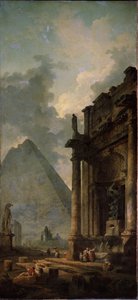 Ruins with pyramid by Hubert Robert