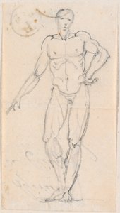 Statue of a Male Nude with Hand on Hip by Hubert Robert