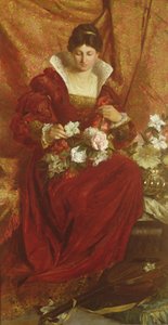 A Lady Arranging Flowers