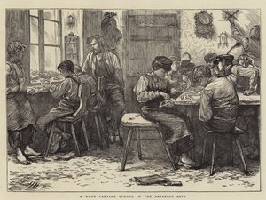 A Wood Carving School in the Bavarian Alps by Hubert von Herkomer