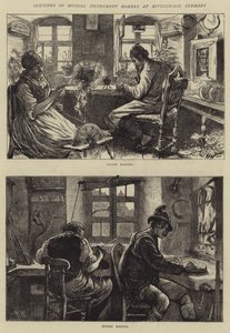 Sketches of Musical Instrument Makers at Mittenwald, Germany by Hubert von Herkomer