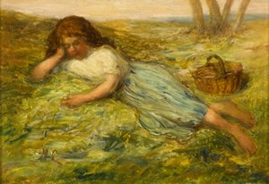 Girl and Basket, 19th Century by Hugh Cameron