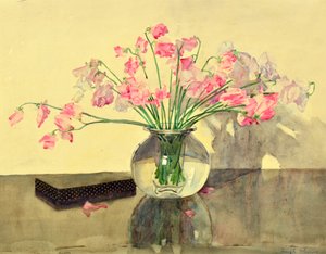 Sweet Peas in a Glass Bowl by Hugh Munro