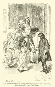 The Little Beatrix Bidding Young Henry to Come, Too, with Her Parents, Viscount and My Lady Castlewood by Hugh Thomson