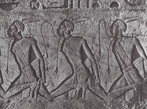 Africa: Egyptian relief, transport of prisoners, in Nubia by Hugo Adolf Bernatzik