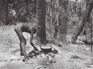 Africa: Nuer Cooking Crocodile Meat by Hugo Adolf Bernatzik