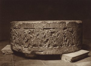 Mexico: Sacrificial Altar of King Tizoc, National Museum by Hugo Brehme