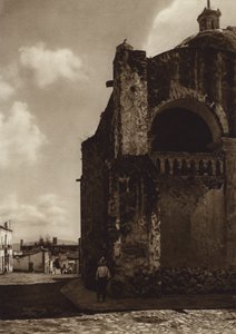 Mexico: Cuernavaca, Partial view of the Cathedral by Hugo Brehme