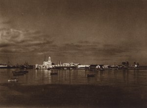 Mexico: Panorama of the Port of Vera Cruz with San Juan Castle by Hugo Brehme